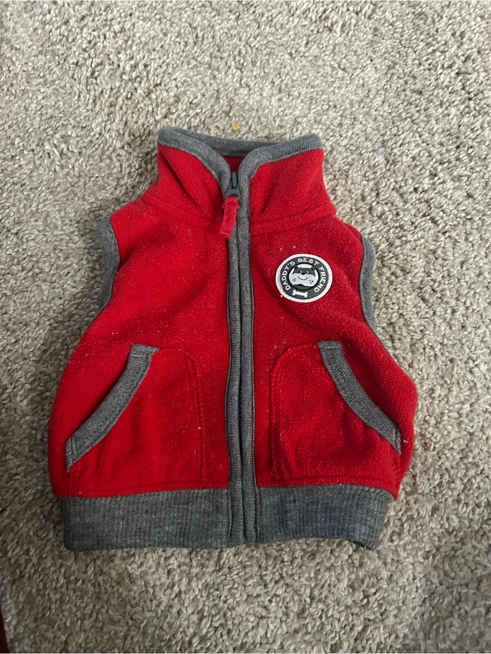 Carters Newborn Red Fleece Vest with Dog Patch